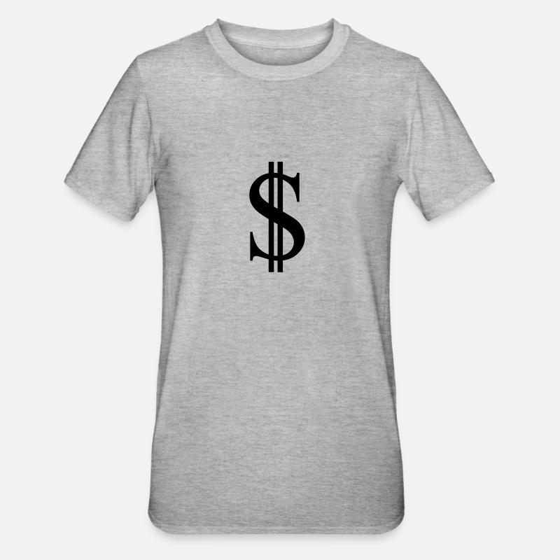 Dollarzeichen - Unisex Polycotton T-Shirt - Grau meliert