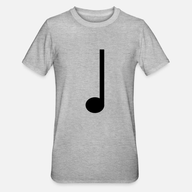 Viertelnote Musik - Unisex Polycotton T-Shirt - Grau meliert