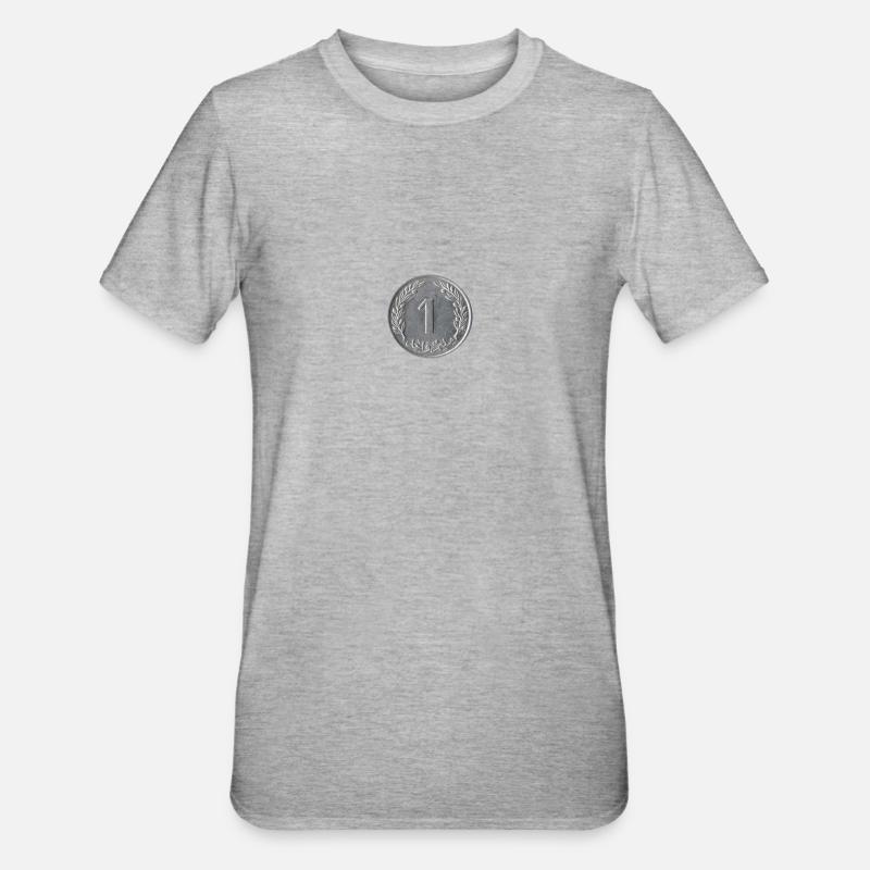 Pièce d'argent 1 centime - T-shirt polycoton Unisexe - gris chiné