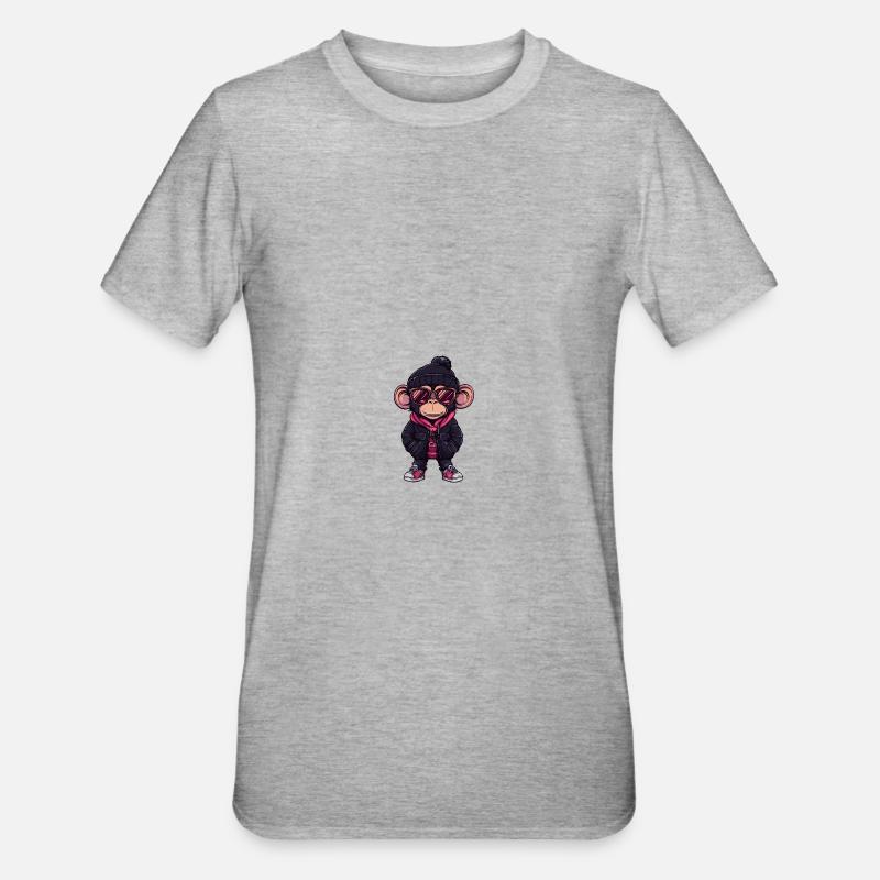 Monkey Winter Comic - Unisex Polycotton T-Shirt - heather grey