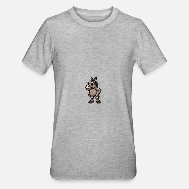 Esel Cool Comic - Unisex Polycotton T-Shirt - Grau meliert