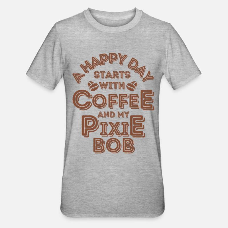 Pixie Bob Cat Café Café - T-shirt polycoton Unisexe - gris chiné