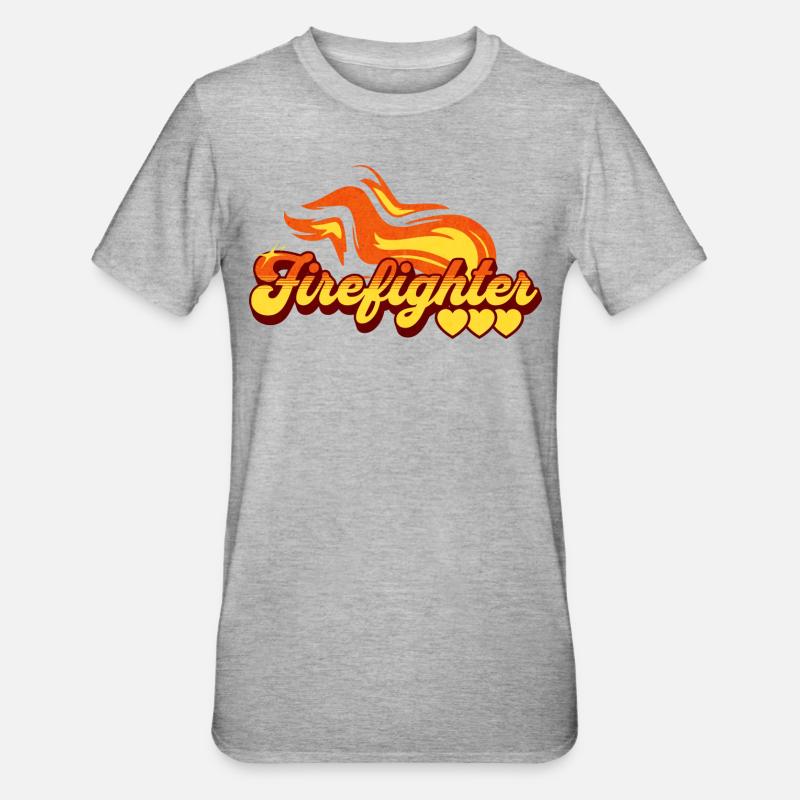 Firefighter Gift Flame Pattern - Unisex Polycotton T-Shirt - heather grey