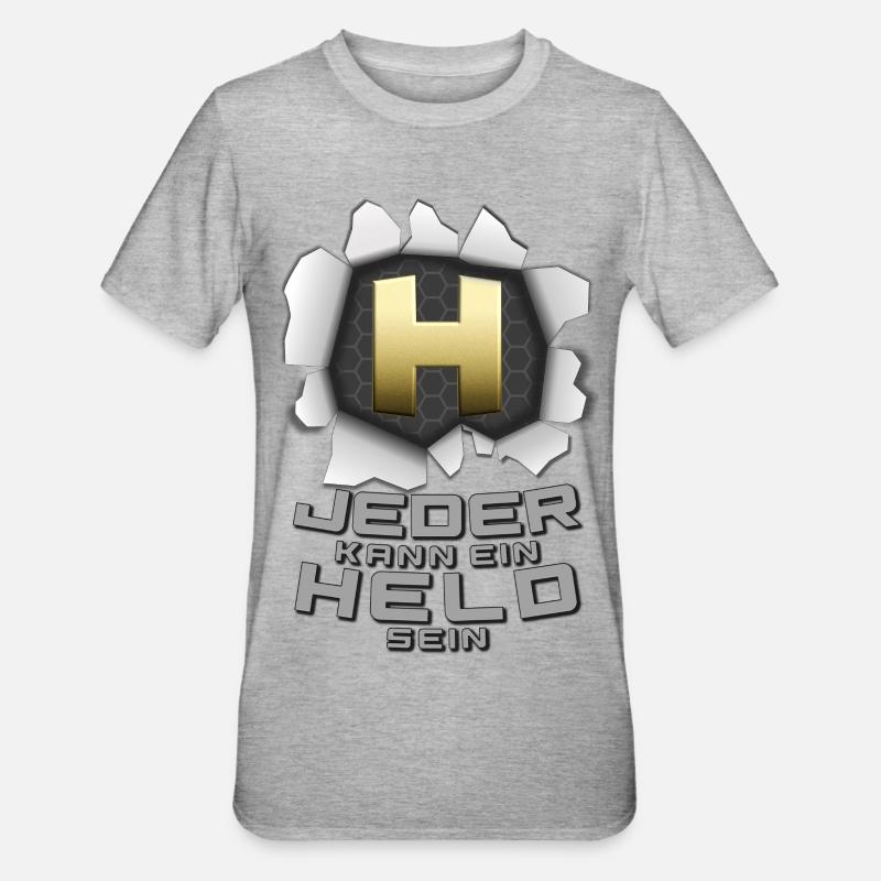 Jeder kann ein Held sein - Unisex Polycotton T-Shirt - Grau meliert