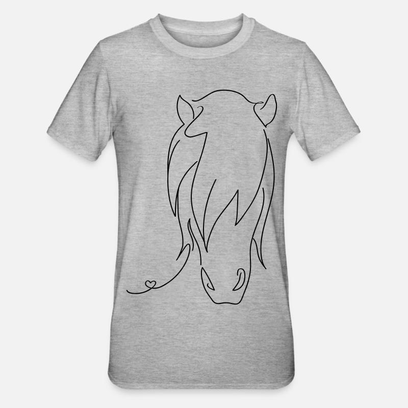 Pferd Silhouette - Unisex Polycotton T-Shirt - Grau meliert