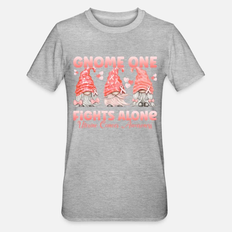 Gnome One Bekämpft Gebärmutterkrebs - Unisex Polycotton T-Shirt - Grau meliert
