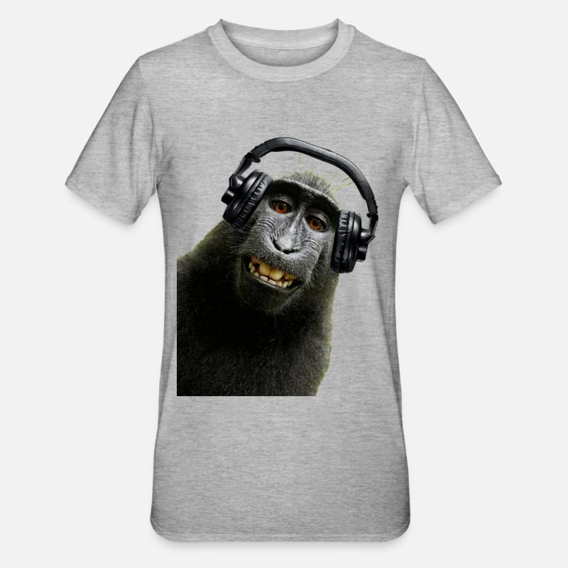 Tshirt musique de singe by customstyle - T-shirt polycoton Unisexe - gris chiné