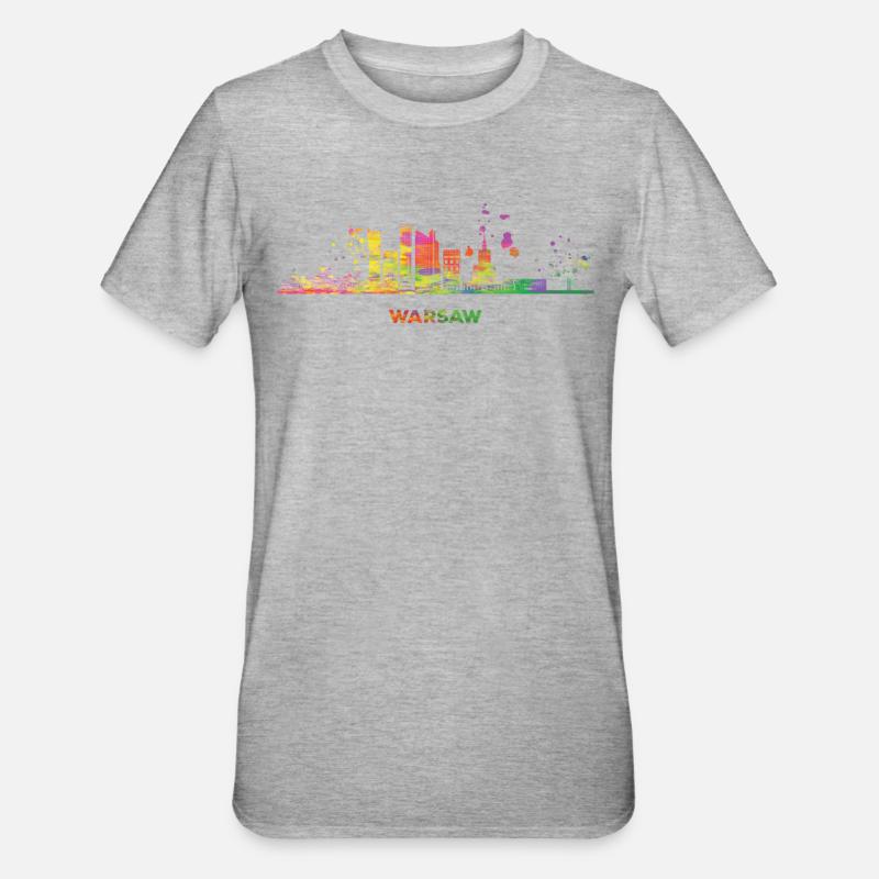 Varsovie Skyline Varsovie - T-shirt polycoton Unisexe - gris chiné