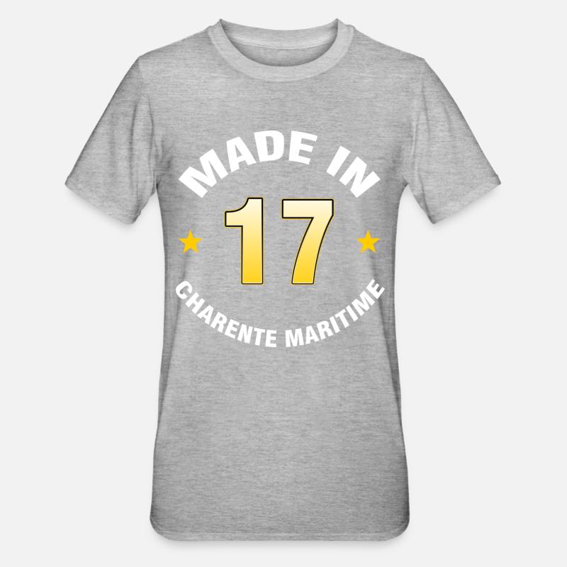 Charente Maritime - T-shirt polycoton Unisexe - gris chiné