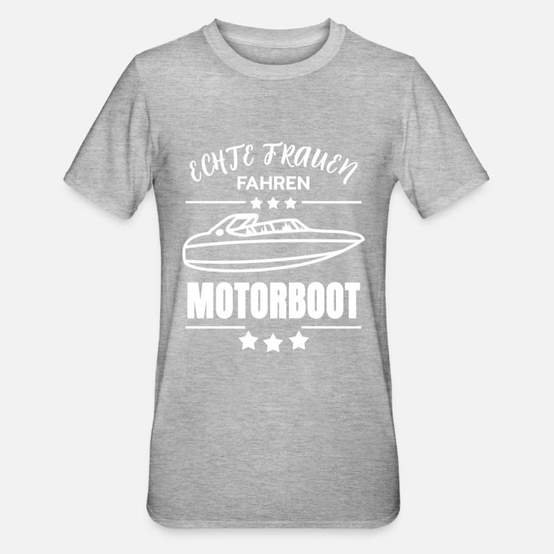 Motorboot - Unisex Polycotton T-Shirt - Grau meliert