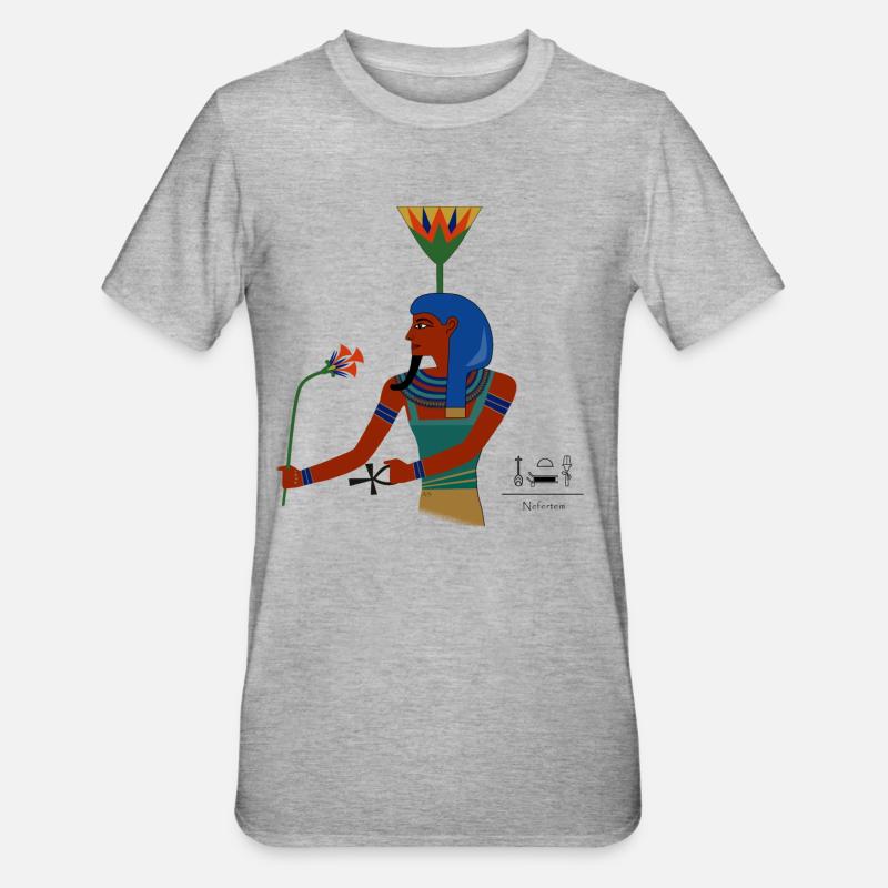 Nefertem I divinité égyptienne antique - T-shirt polycoton Unisexe - gris chiné