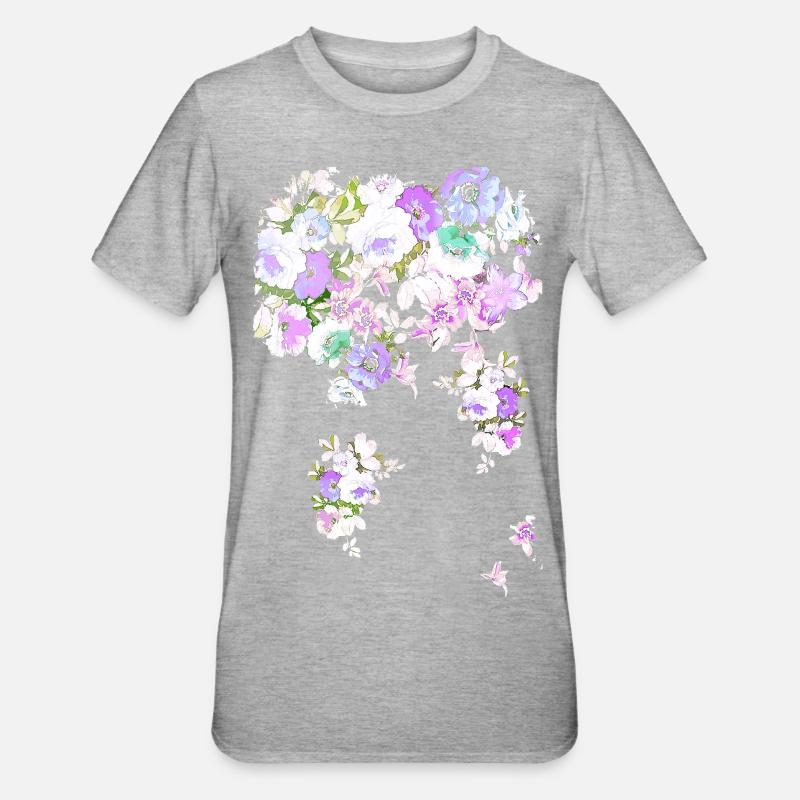 Fleur, floral, fleurs, fleur, blanc - T-shirt polycoton Unisexe - gris chiné