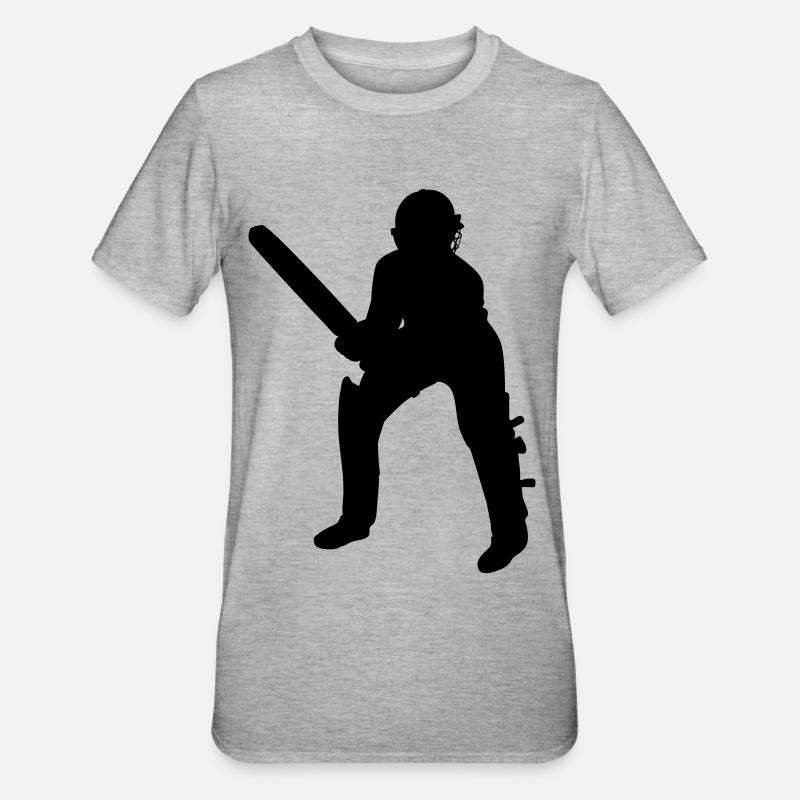 Batteur de cricket Noir - T-shirt polycoton Unisexe - gris chiné