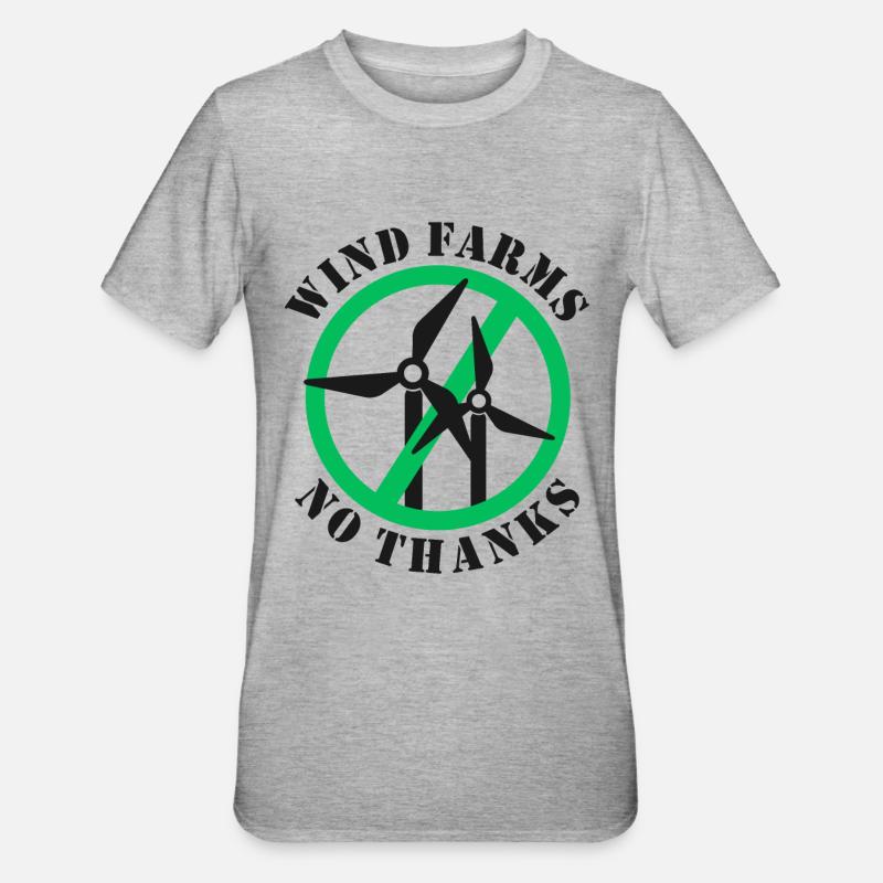 Parcs éoliens Non merci - T-shirt polycoton Unisexe - gris chiné