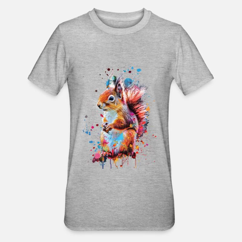 Eichhörnchen - Unisex Polycotton T-Shirt - Grau meliert