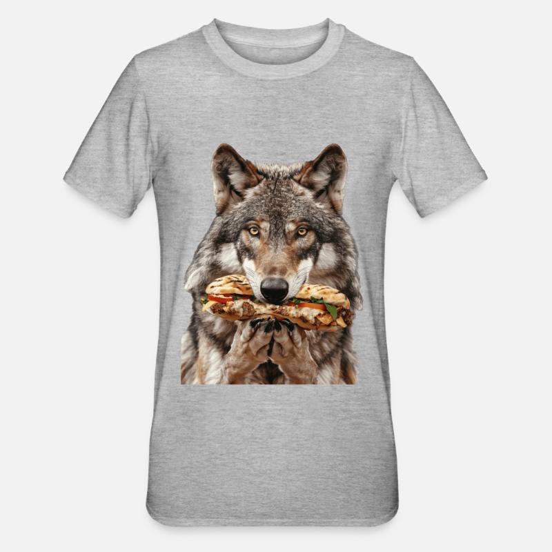 Wolf - Unisex Polycotton T-Shirt - heather grey