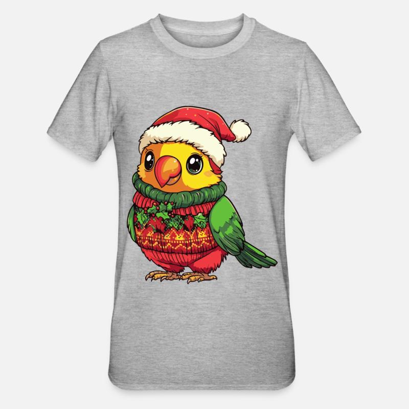 Parrot Christmas Comic - Unisex Polycotton T-Shirt - heather grey
