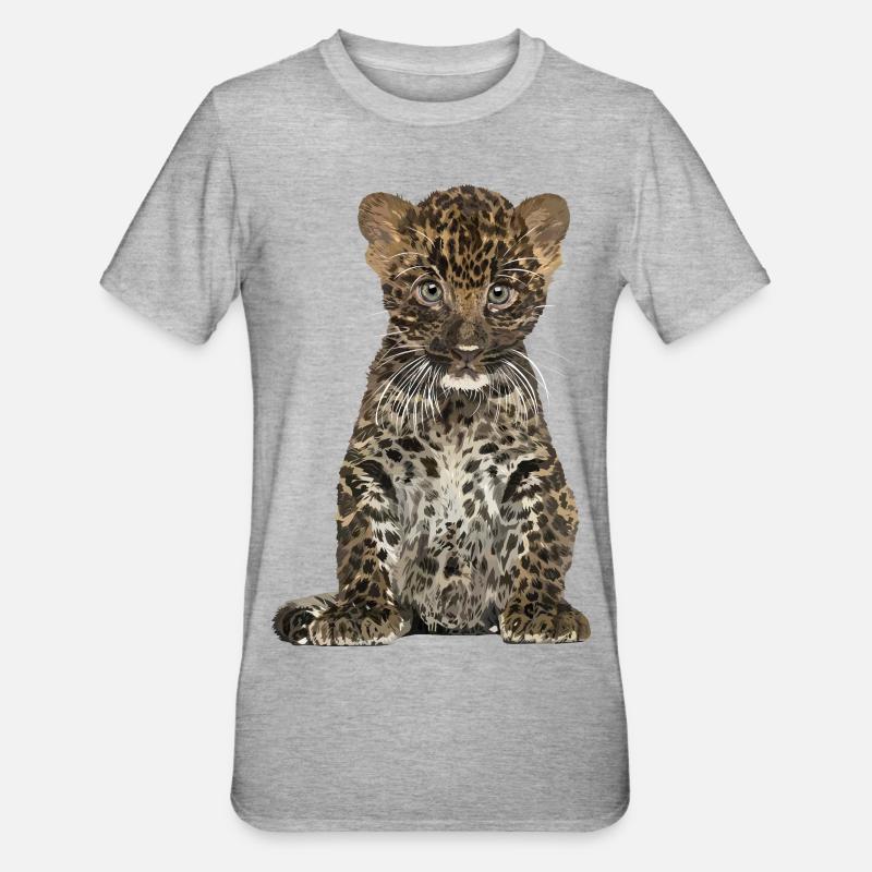 Léopard - T-shirt polycoton Unisexe - gris chiné