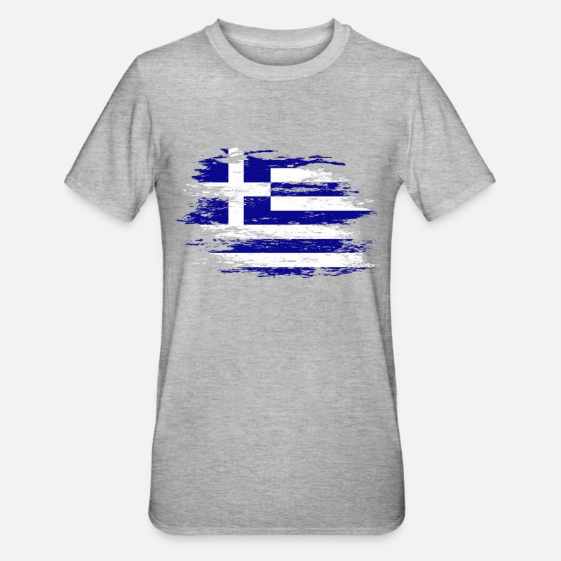 Drapeau de la Grèce utilisé - T-shirt polycoton Unisexe - gris chiné