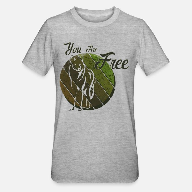 Du bist ein freier Wolf - Unisex Polycotton T-Shirt - Grau meliert