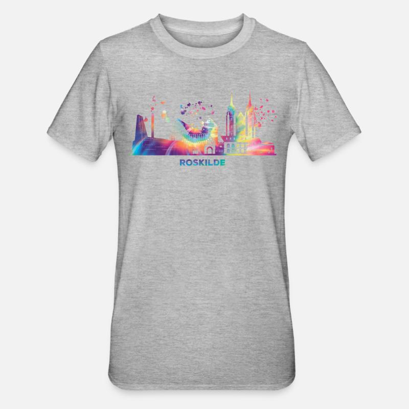 Roskilde Skyline Roskilde - Unisex Polycotton T-Shirt - heather grey
