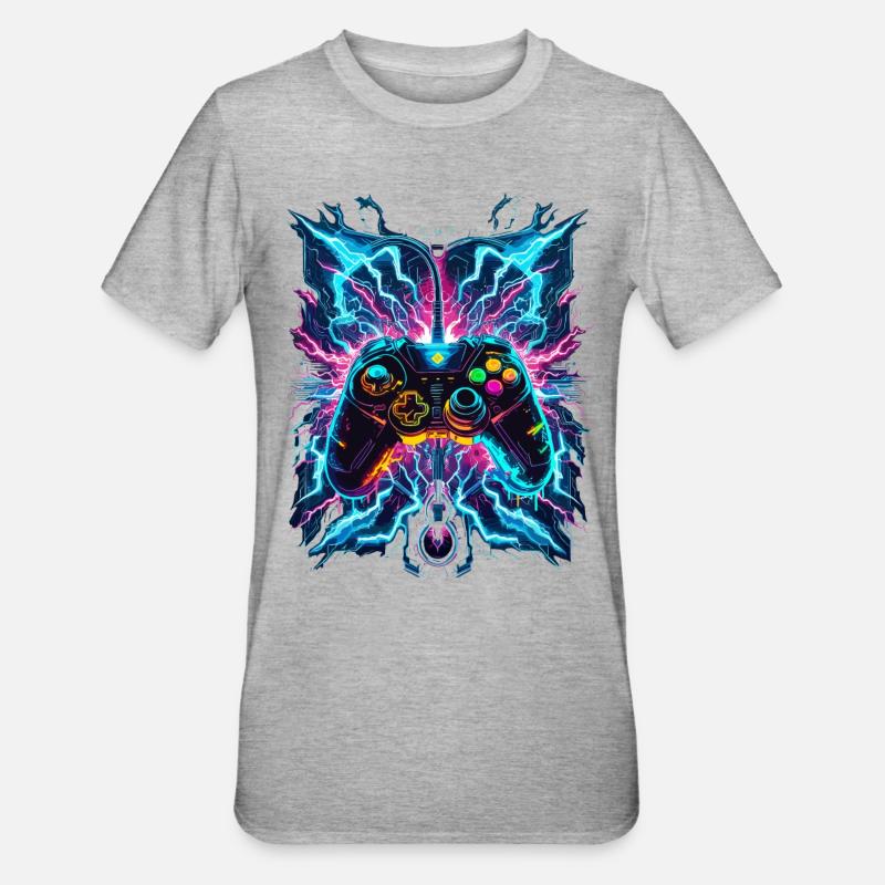 Neon Blitz Power Gaming Controller - Unisex Polycotton T-Shirt - heather grey