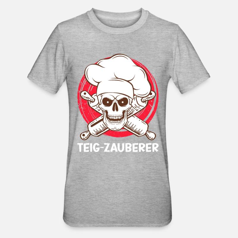 Teig Zauberer Backfans Backen Teigflüsterer - Unisex Polycotton T-Shirt - Grau meliert