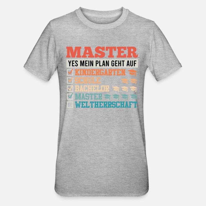Masterabschluss Master Bestanden Masterarbeit - Unisex Polycotton T-Shirt - Grau meliert