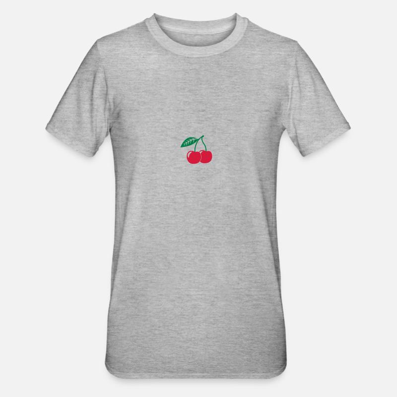 Kirsche, 2fb - Unisex Polycotton T-Shirt - Grau meliert