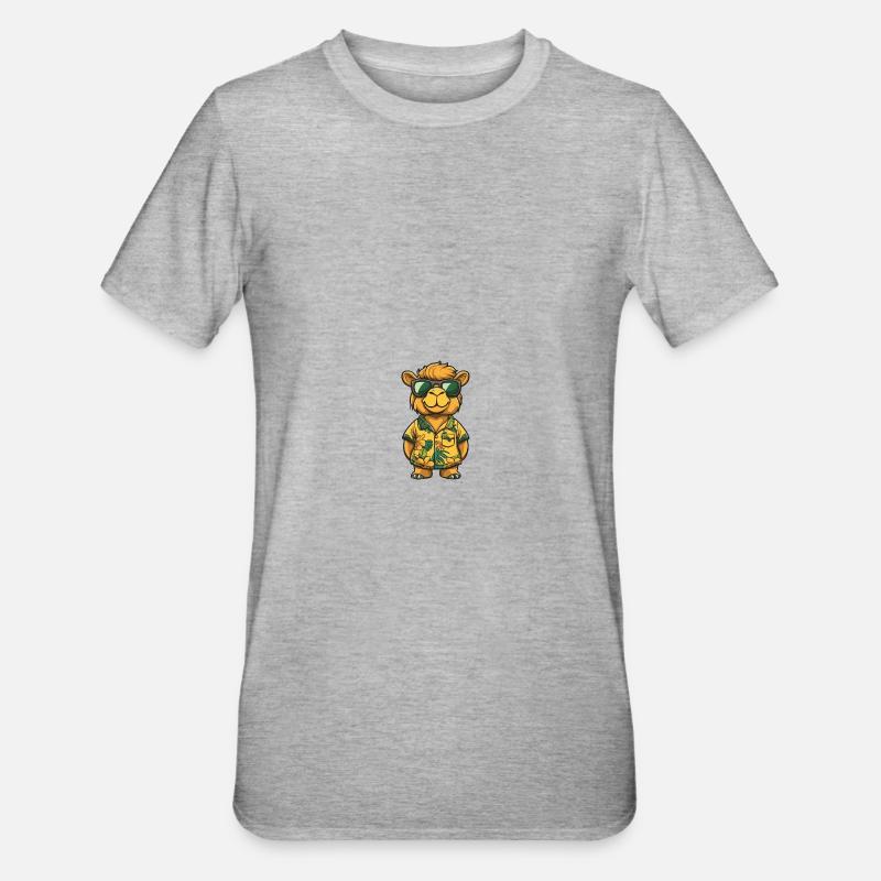 Kamel Comic Cool Sommer - Unisex Polycotton T-Shirt - Grau meliert