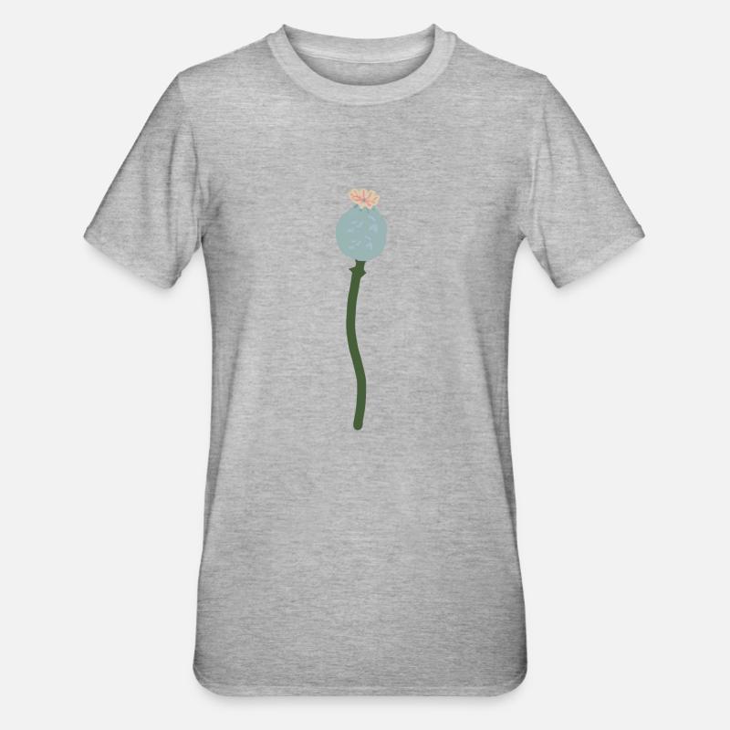 Mohn Kapsel - Unisex Polycotton T-Shirt - Grau meliert