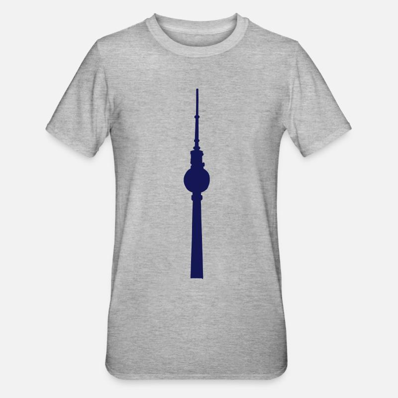 Fernsehturm de Berlin 2 - T-shirt polycoton Unisexe - gris chiné
