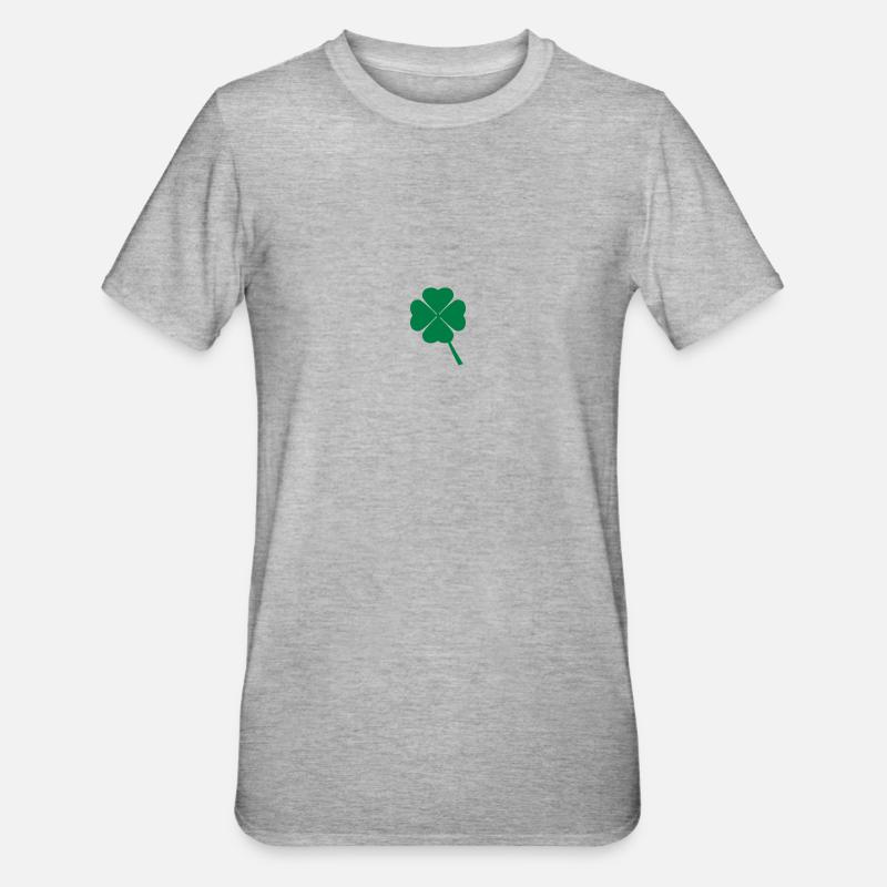 Kleeblatt mit 4 Blättern - Unisex Polycotton T-Shirt - Grau meliert