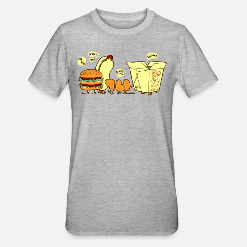 Graphique amusant de restauration rapide - T-shirt polycoton Unisexe - gris chiné