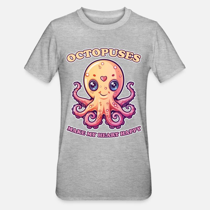Funny Octopus Cephalopod Squid Gift - Unisex Polycotton T-Shirt - heather grey