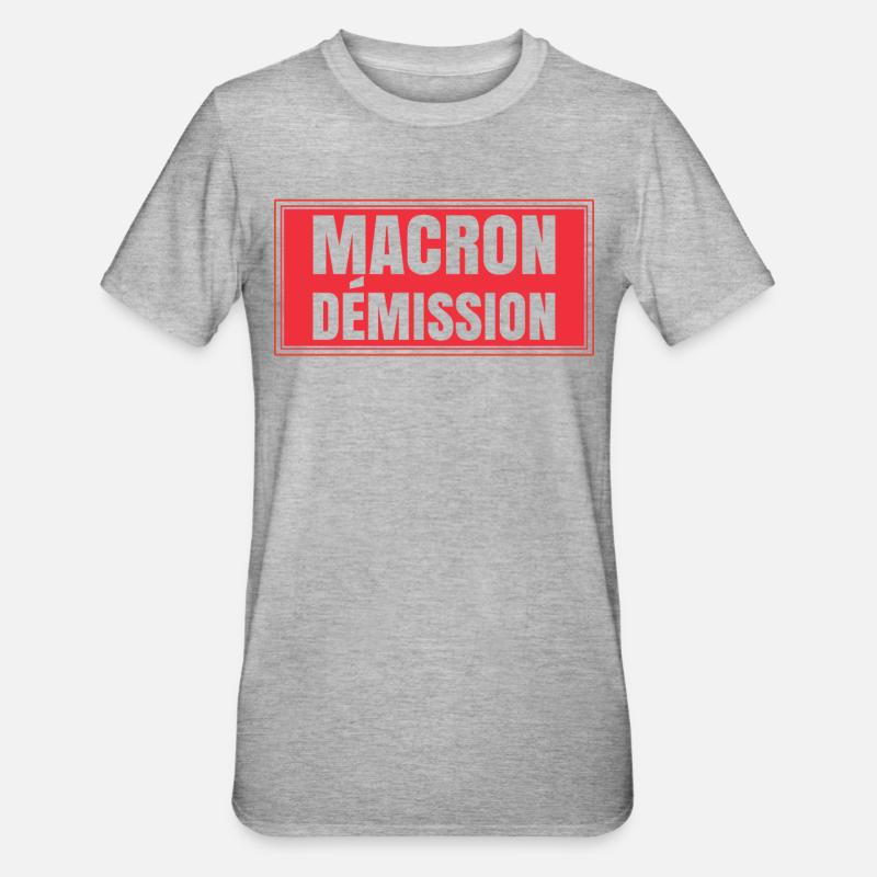 Macron resignation placard protesting strike - Unisex Polycotton T-Shirt - heather grey
