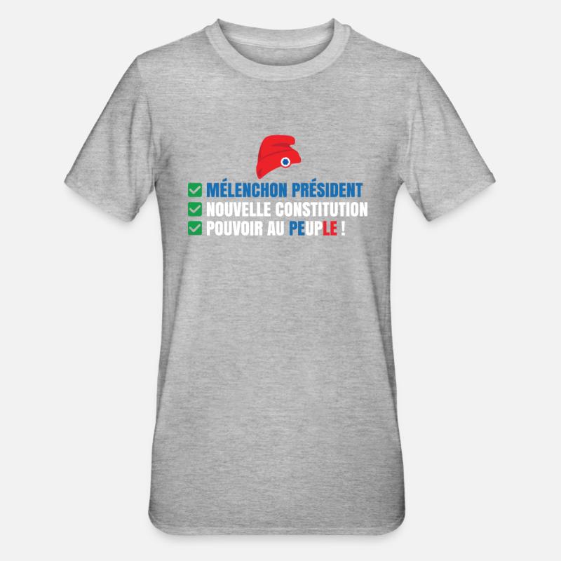 Nouvelle constitution Jean-Luc Mélenchon peuple - T-shirt polycoton Unisexe - gris chiné