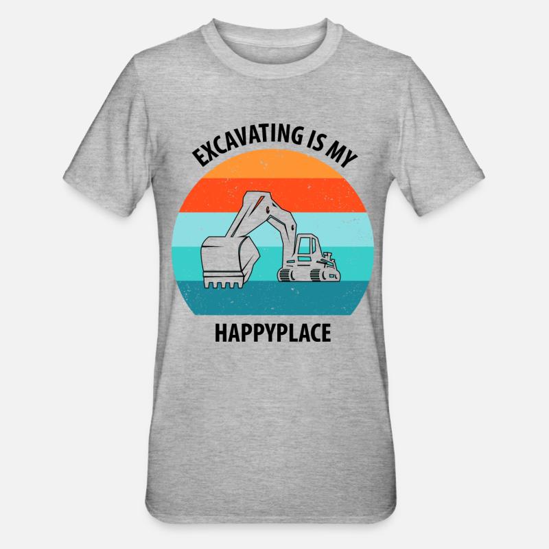 Bagger Baggerfahrer Baggerwagen - Unisex Polycotton T-Shirt - Grau meliert