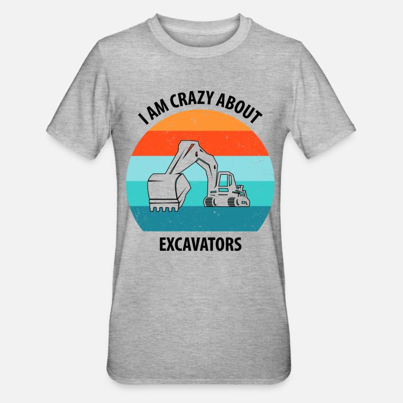 Bagger Baggerfahrer Baggerwagen - Unisex Polycotton T-Shirt - Grau meliert