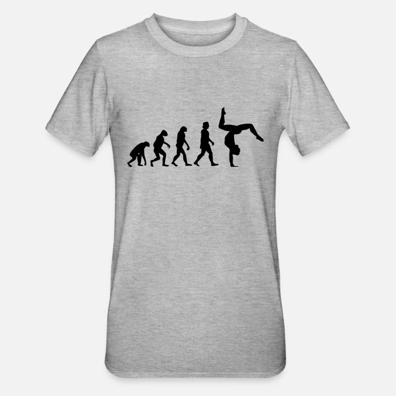 Evolution du poirier de gymnastique - T-shirt polycoton Unisexe - gris chiné