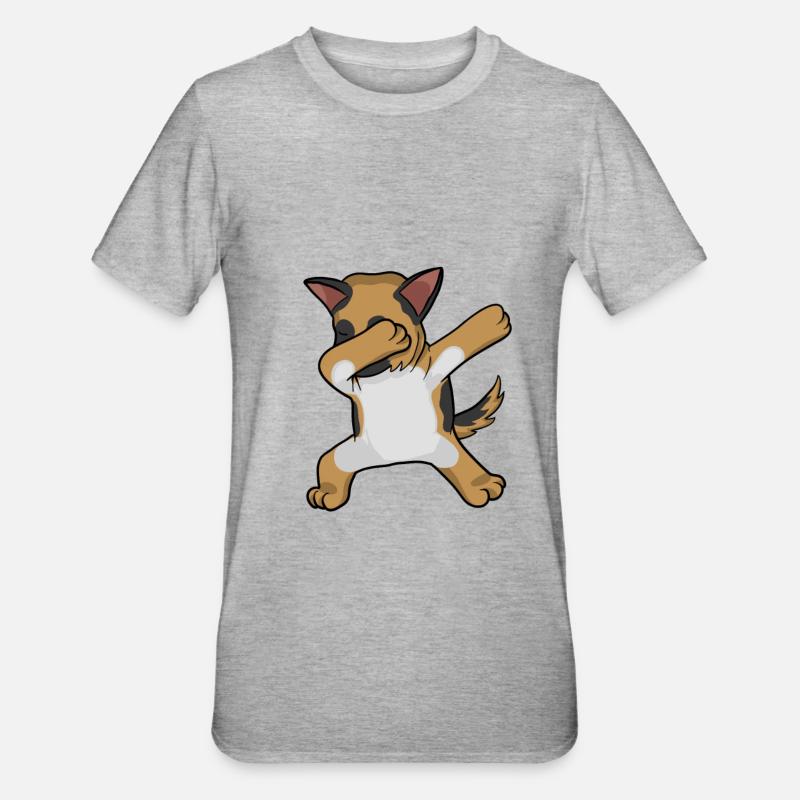 Schäferhund dabbing german sheperd - Unisex Polycotton T-Shirt - Grau meliert