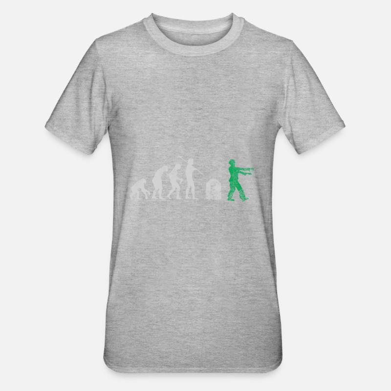 Evolution Zombies Halloween - T-shirt polycoton Unisexe - gris chiné