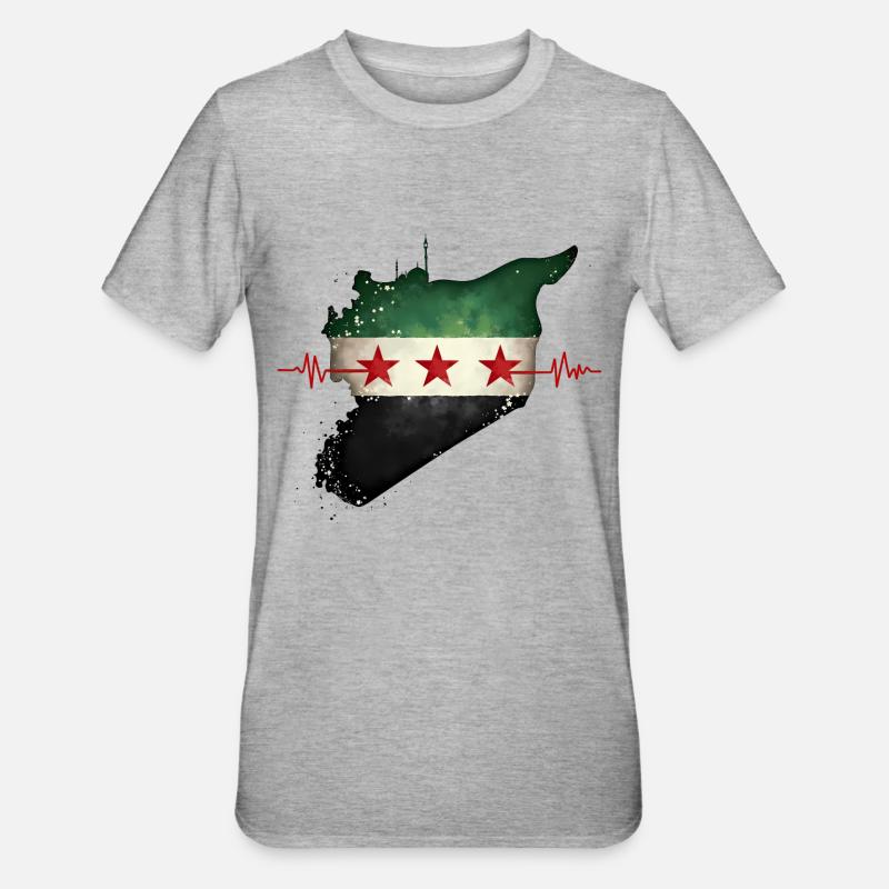 Drapeau Syrie - Drapeau Syrie Libre - Centre de table - T-shirt polycoton Unisexe - gris chiné