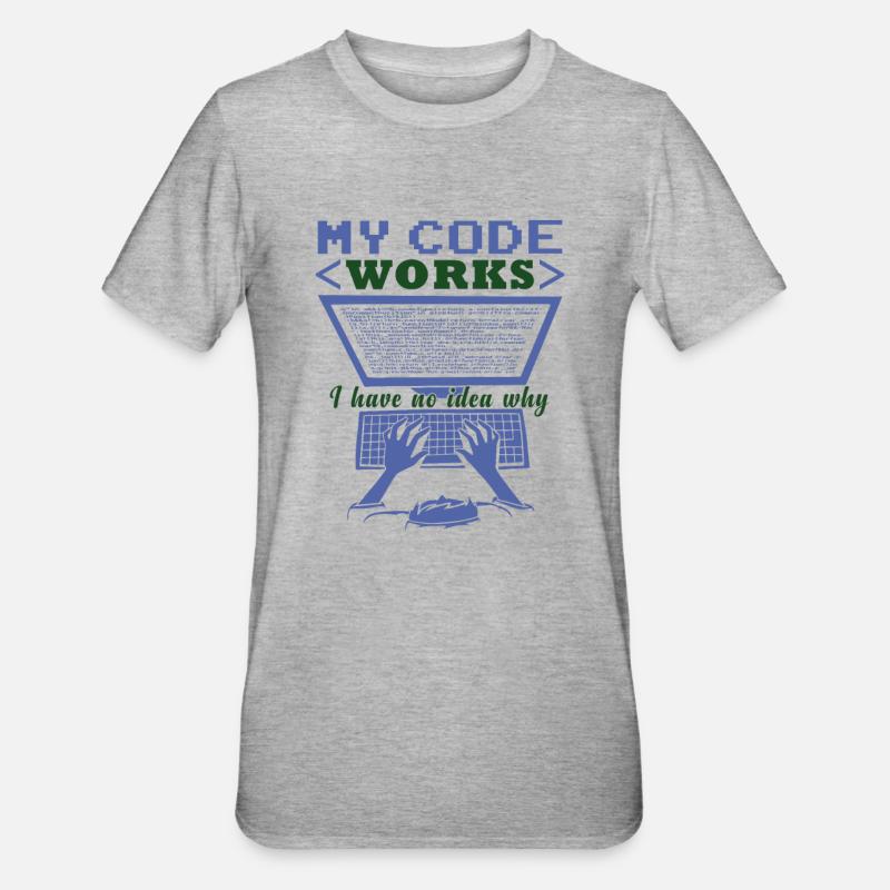 Funny Code Joke Coding - Unisex Polycotton T-Shirt - heather grey
