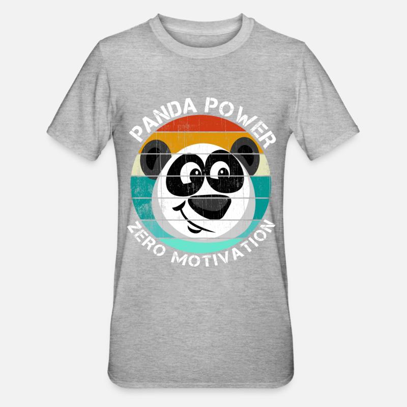 Panda Power Zero Motivation - Unisex Polycotton T-Shirt - heather grey
