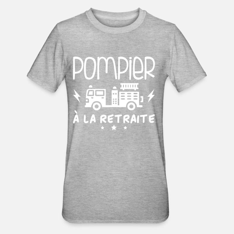 Pompier À La Retraite - T-shirt polycoton Unisexe - gris chiné