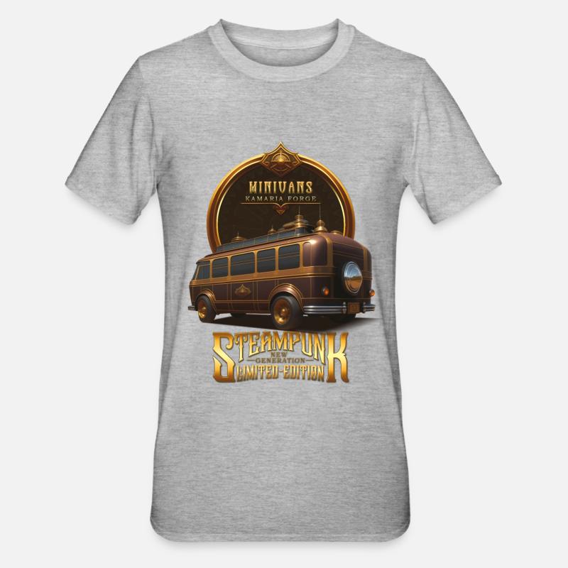 STEAMPUNK OLDTIMER OLDTIMER RETRO MINIVANS - Unisex Polycotton T-Shirt - Grau meliert