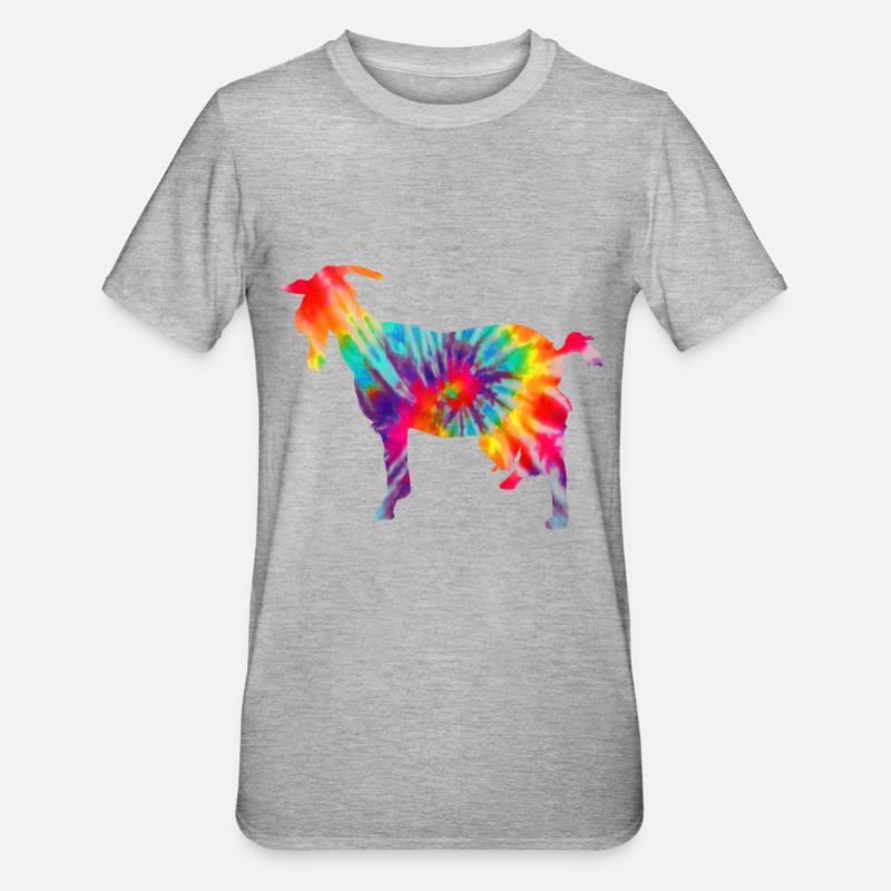 Chèvre Tie Dye cadeau - T-shirt polycoton Unisexe - gris chiné
