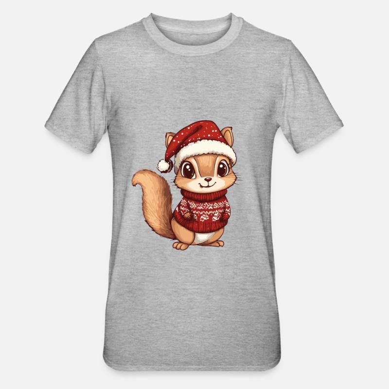 Squirrel Christmas Comic - Unisex Polycotton T-Shirt - heather grey