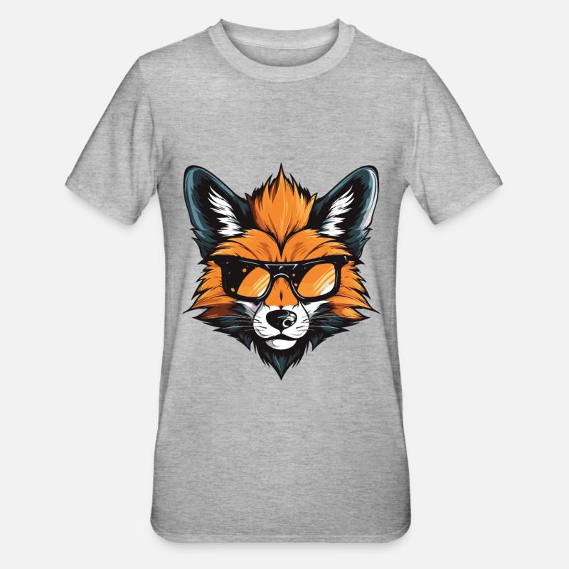 Tête de renard Cool - T-shirt polycoton Unisexe - gris chiné